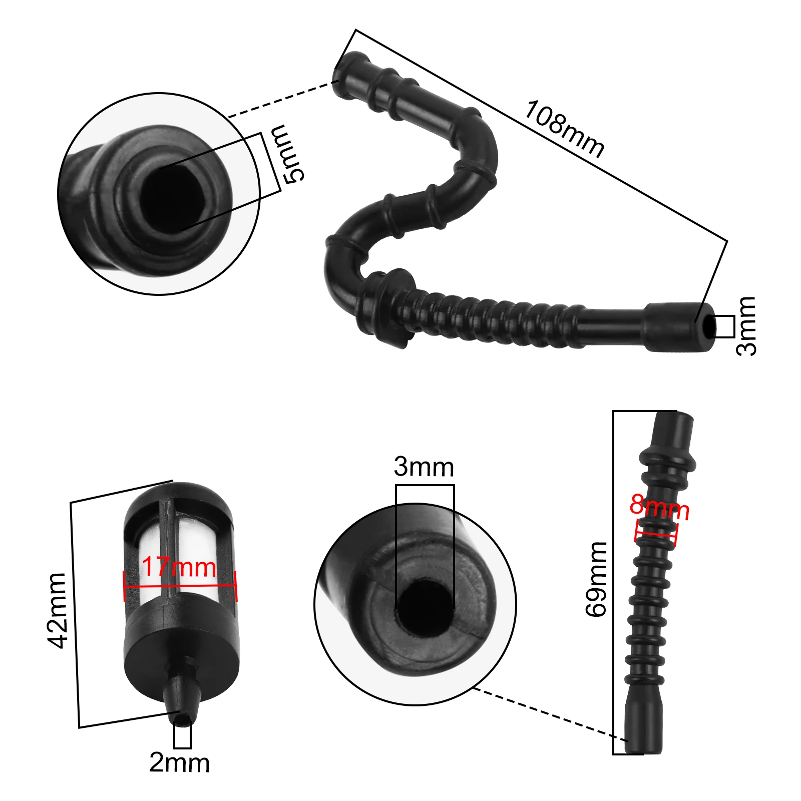 Fuel Hose Fuel line Fuel Filter Impulse Line for Stihl 024 029 036 039 MS240 MS260 MS360 MS290 MS310 MS390  Chainsaw 11213587700