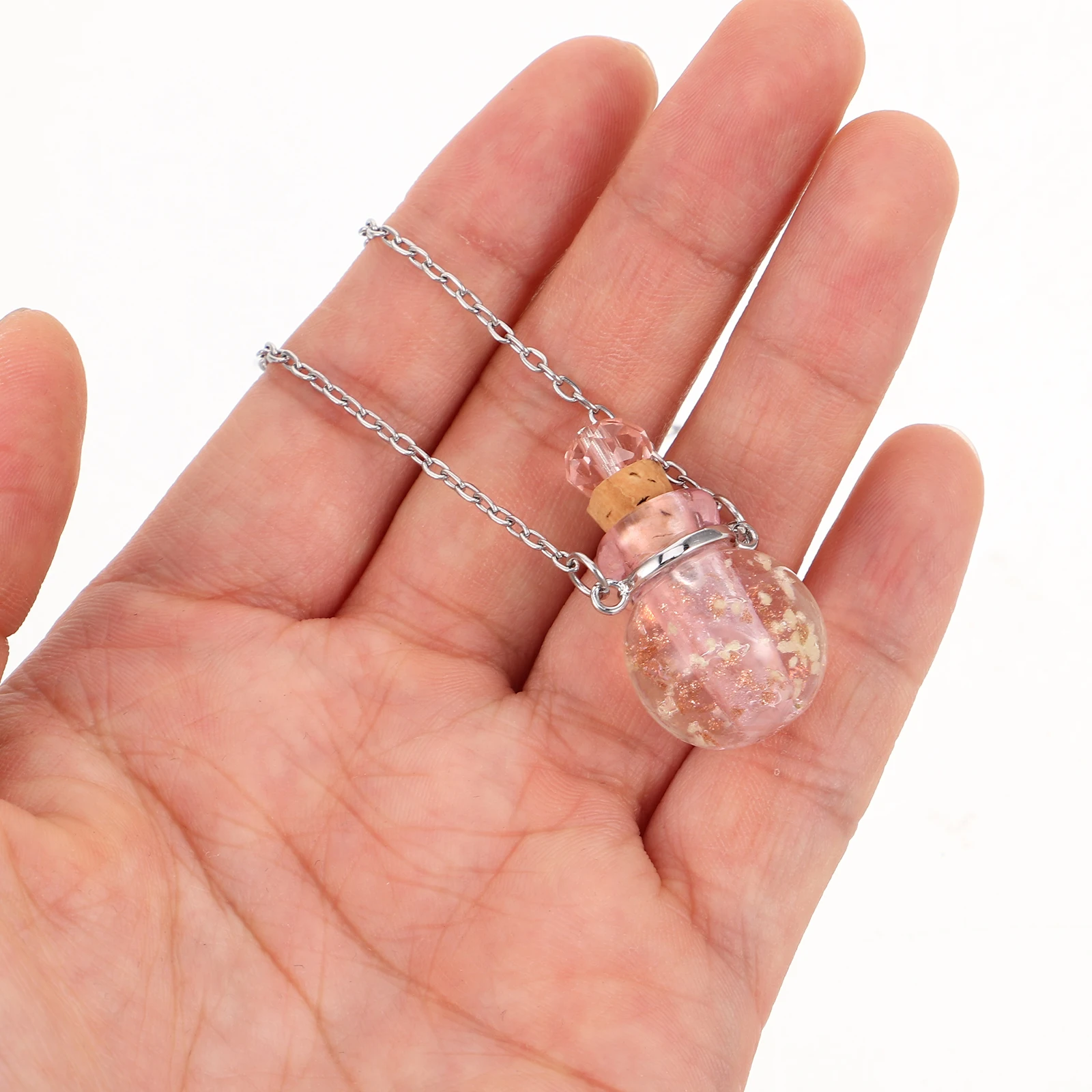 

Night -light Essential Oil Bottle Necklace Aromatherapy Pendant Glass Jewelry Perfume Crystal