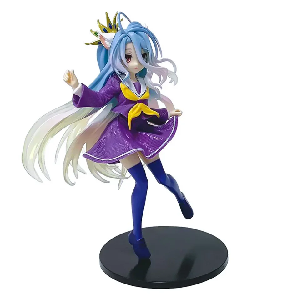 Em estoque anime ngnl sem jogo sem vida branco "18,5cm shiro pvc modelo figuras de ação modelo coleção ornamento brinquedo feriado gif quente