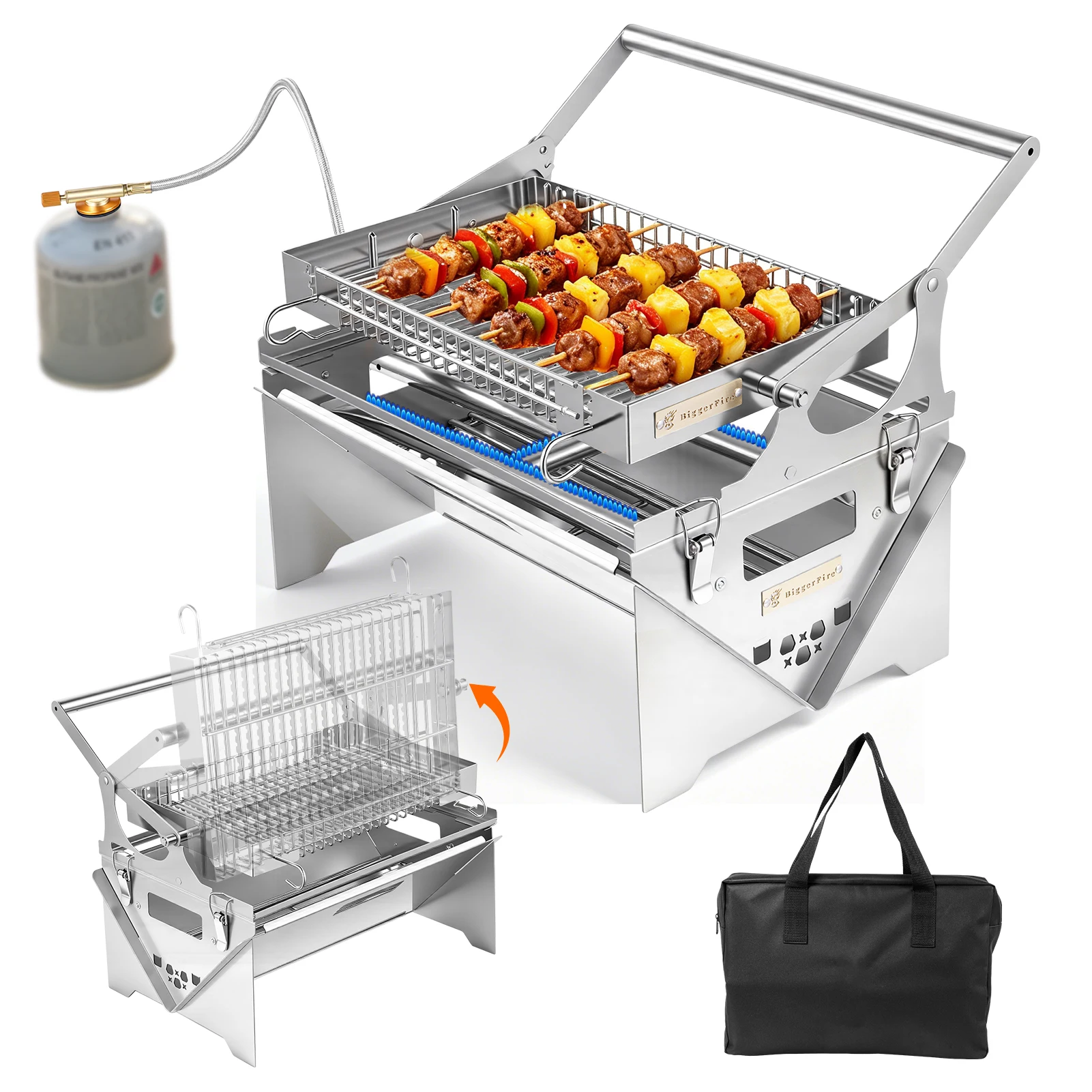 Holzkohlegrill aus Edelstahl – Tragbarer Grill für Outdoor
