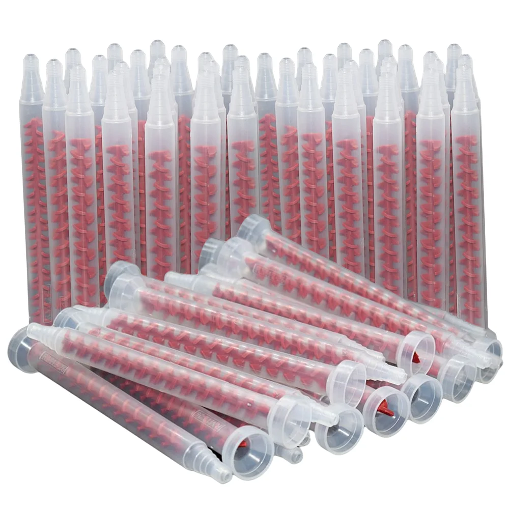 

100 Pieces Two Component Glue Adhesive Mixing Nozzle AB Glue Quick Mixer RM12-26 Round Mixed Tube Adhesive Dynamic Mixing Nozzle