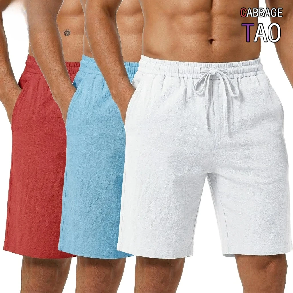 

New Hawaiian Cotton Blend Shorts Lightweight Loose Jogger Bottoms Breathable Casual Linen Pants for Beach Gym and Daily Leisure