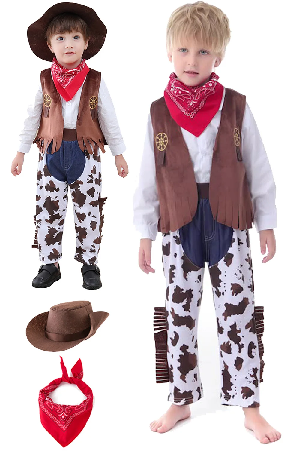 Little Boy Disfarce Traje para crianças, Halloween Fantasy Suit, Cosplay Hat, Cowboy Cap, Festival roupas para crianças