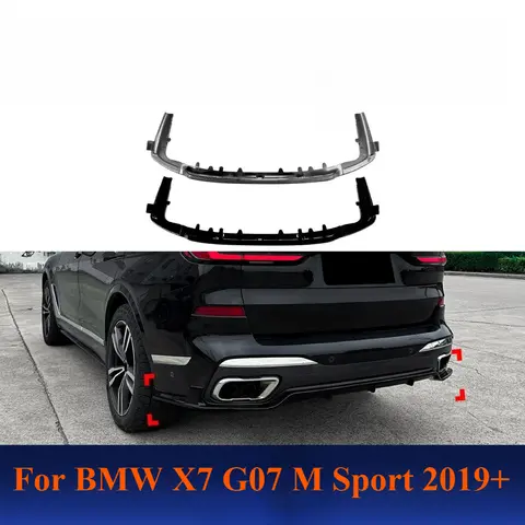 BMW X7 G07 M 스포츠 2019+ 리어 디퓨저 립 스포일러 범퍼 코너 바디 키트 카본 스타일 글로스 블랙 개조 액세서리