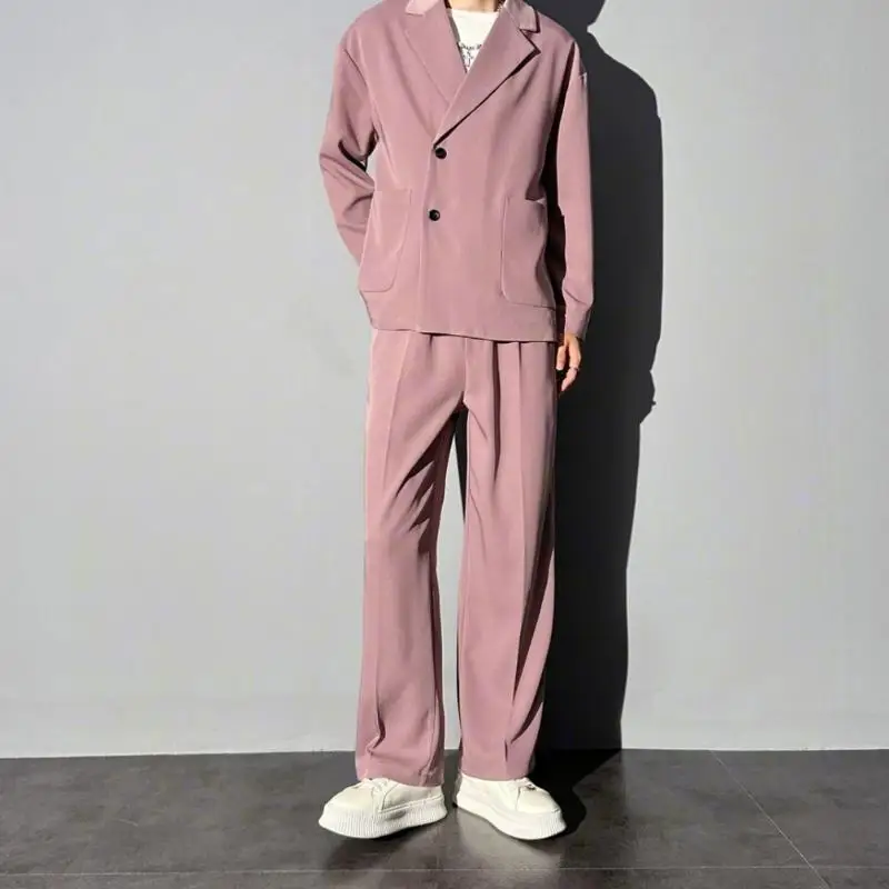 3-A122 Ryder's Matching Ice Berry Pink Suit suit Casual Ruffian Handsome Men's Light Mature Style Loose Two-Piece Suit