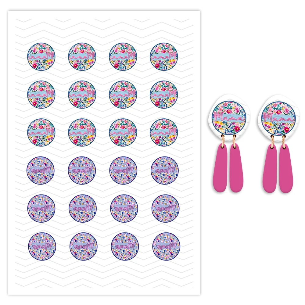 20 Sheets Mother's Day Floral Water Transfer Paper for Polymer Clay - usage example