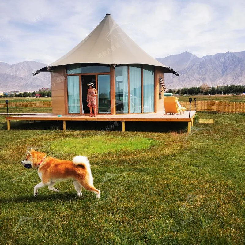 Camp, hotel, tent, overnight stay, wooden house, B&B, leisure and entertainment tent, catering tent, large space, shade room