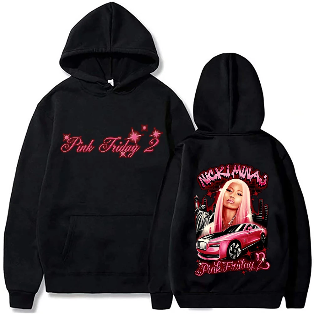 Nicki Minaj Pink Friday 2 Hoodies Tour Merch Women Men Fashion Casual Long Sleeve Sweatshirts Harajuku