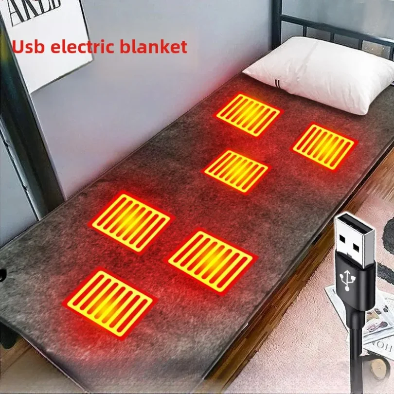 

6 Area 10W DC Heated Mat Plush Electric Blanket Single Mattress USB Type-C Interface Portable Washable Office Bedroom Outdoor