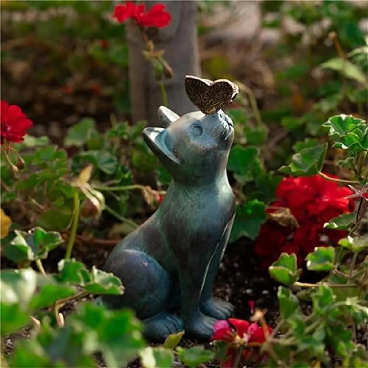 B-est Cat and Butterfly Curiosity Garden Statue, Curiosity Cat Butterfly Garden Statue Decor Cat Sculpture Animal Figurines