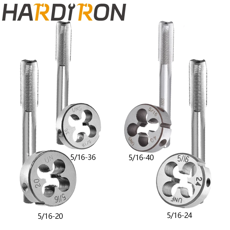 Hardiron Tap And Die Grupo Torneiras de Rosca Redondo Morre Mão Direita Hss 1620 16-24 1636 1640