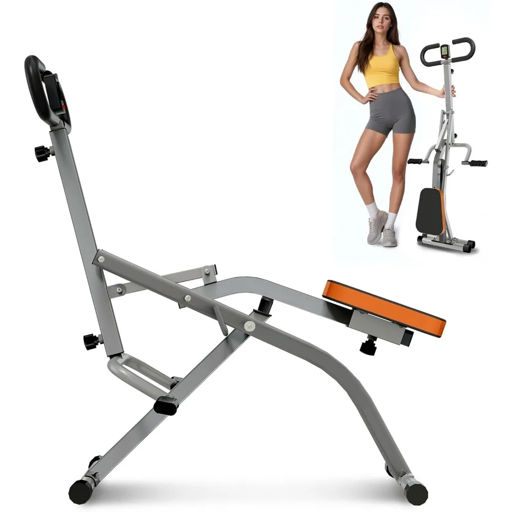 Squatmachine, Ab-trainingsapparatuur, 265 lbs laadvermogen Roeimachines voor thuis Opvouwbaar met verstelbare weerstandsbanden