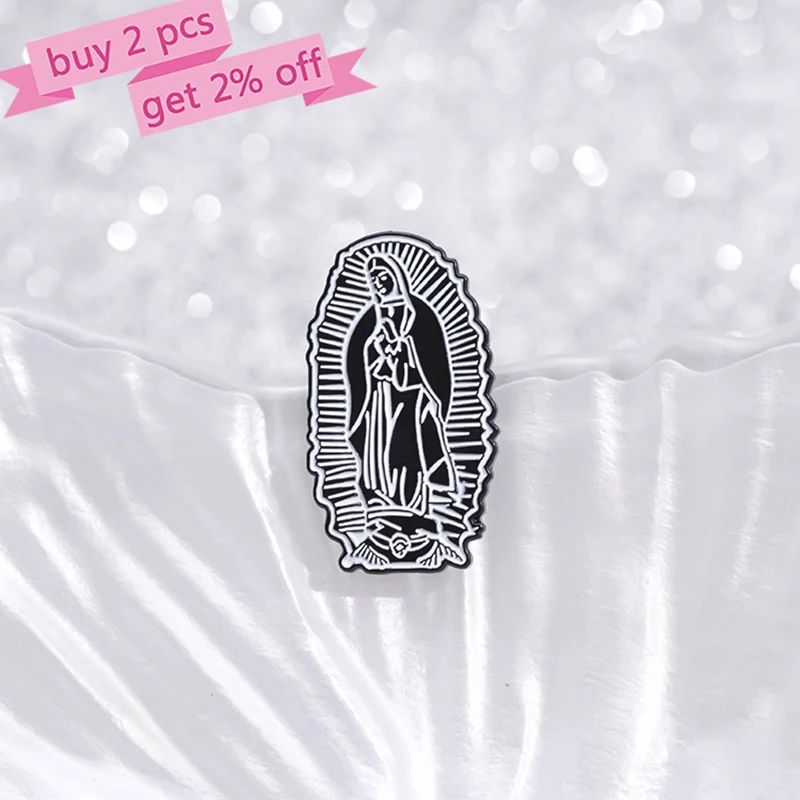 Our Lady of Guadalupe Enamel Pins Custom Art vintage Sculpture Brooches Lapel Badges Jewelry Gift for Friends