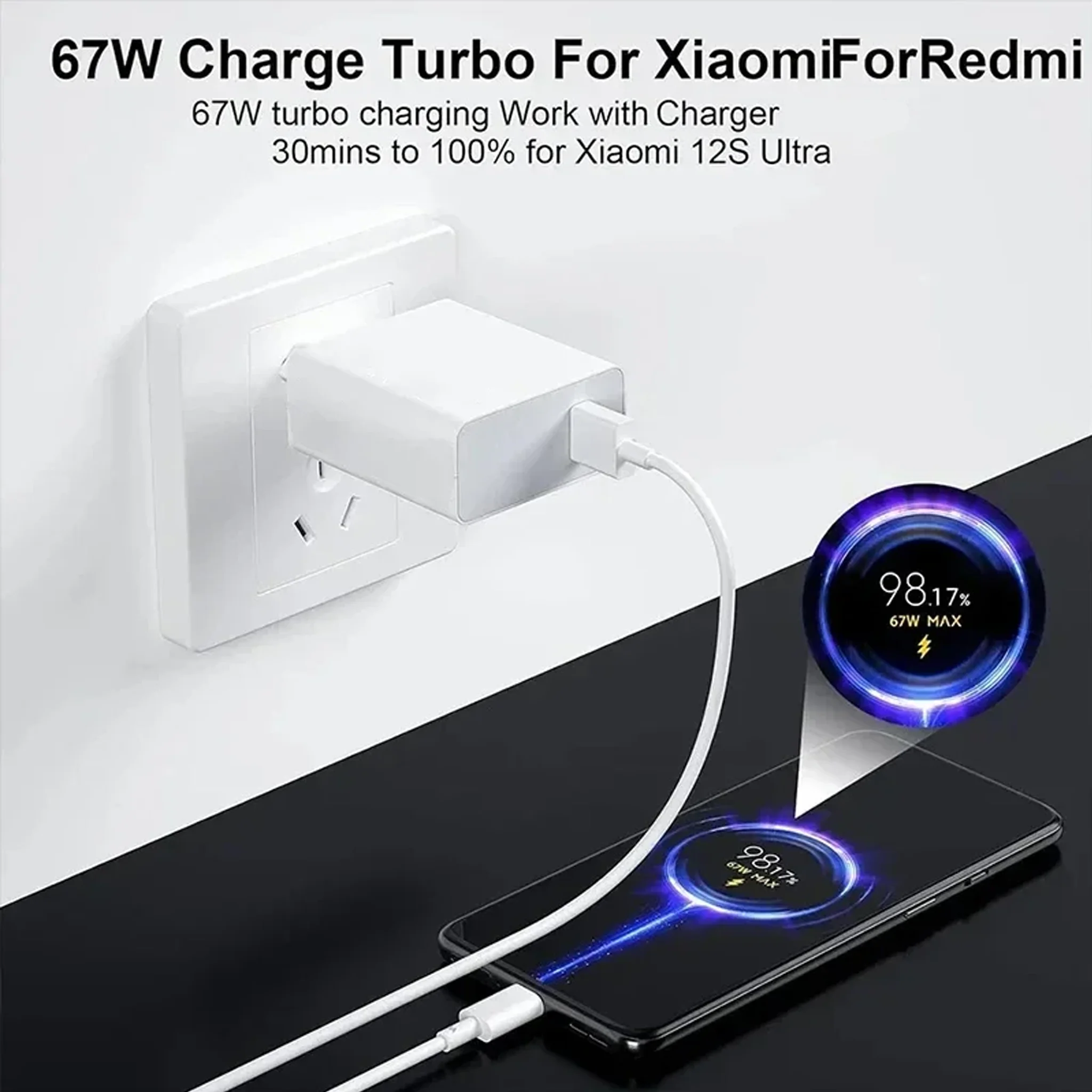 67W Turbo Charge Super Fast Charger EU Adapter For Xiaomi 14 Ultra 13T 12 Lite 11T For Redmi Note For Poco For Smart Phone