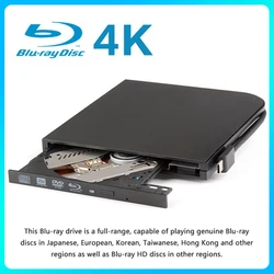 External Dual Interface USB & Type-C Blu-Ray Burner 4K, Readable CD DVD Burner Blu-Ray Drive for MacBook /Ultrabook/ Netb