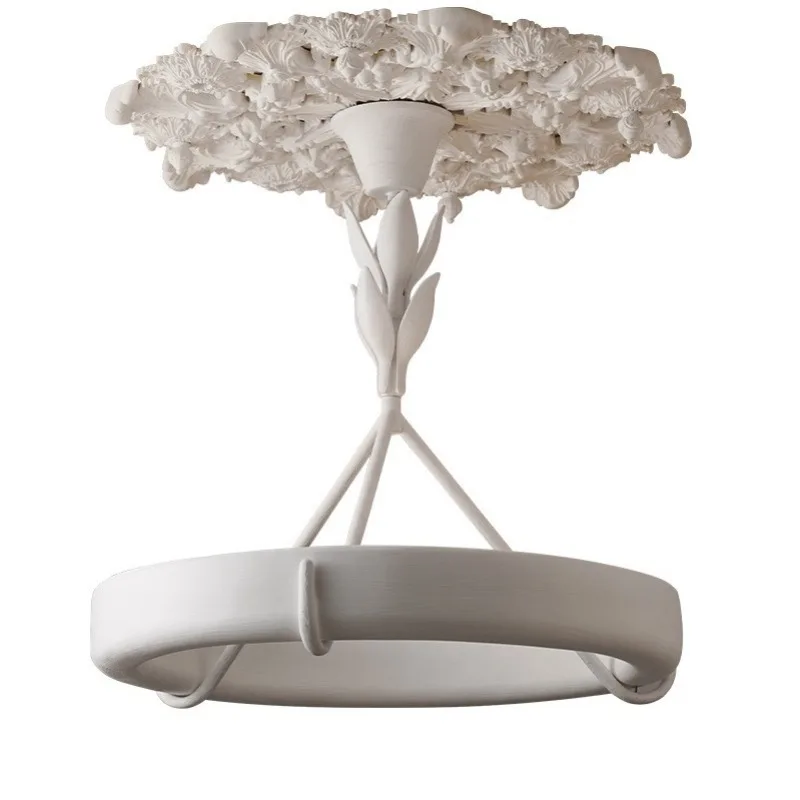 

French plaster engraved living room chandelier bedroom dining room cream wind chandelier exhibition hall homestay lamps