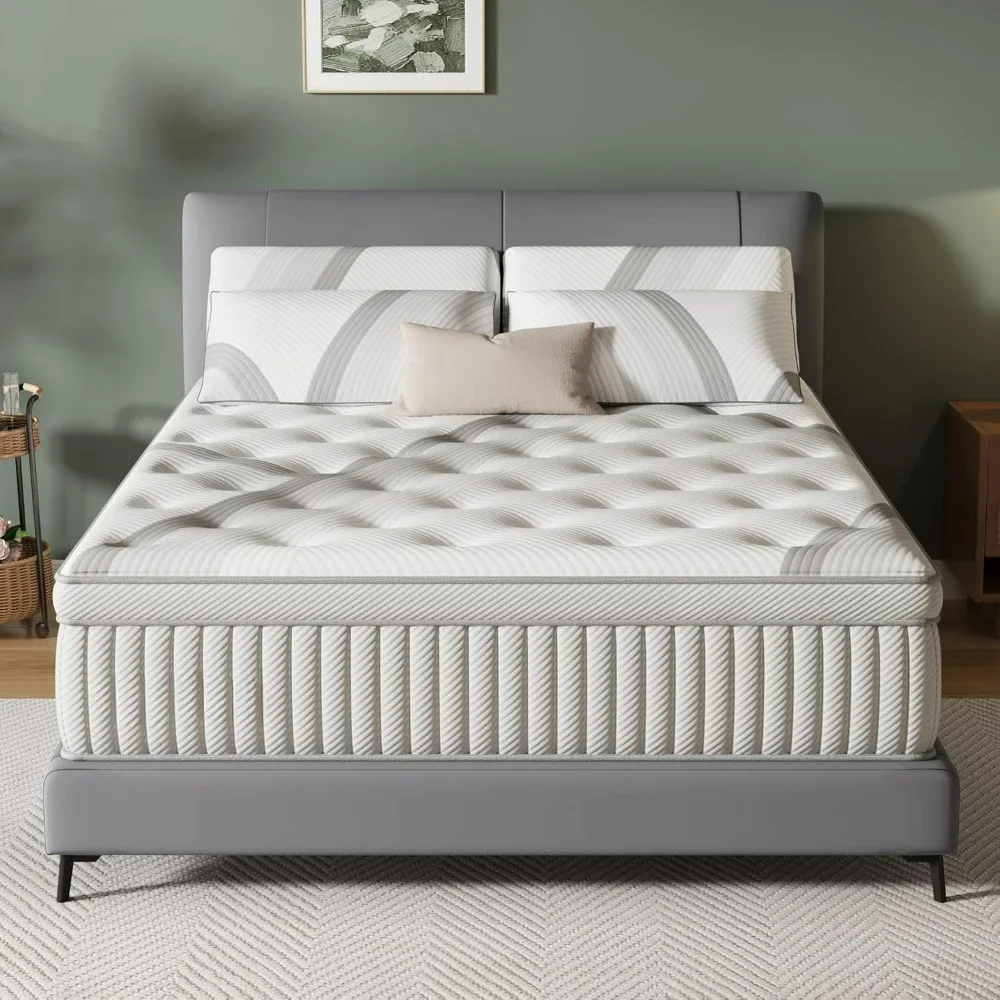 

Queen Mattress,14Inch Memory Foam Hybrid Mattress with Pocket Spring, Mattress in Box, Motion Isolation, Medium Plush Mattress