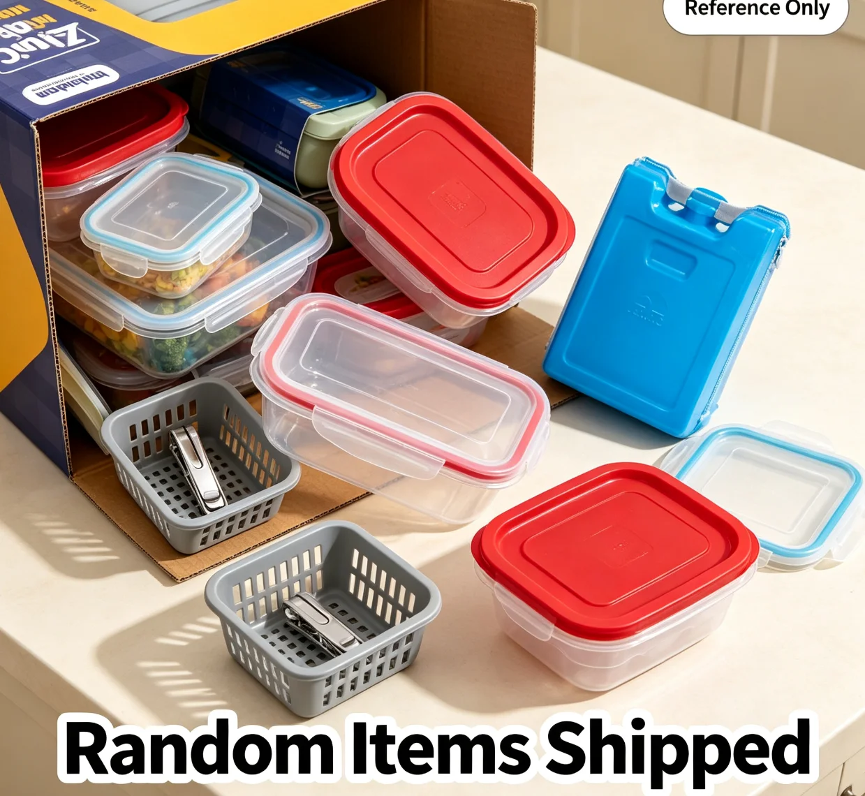 Food Storage Container Mystery Blind Box, Random Assorted Airtight Plastic Lunch Containers, Picture For Reference Only, Random Item Delivery