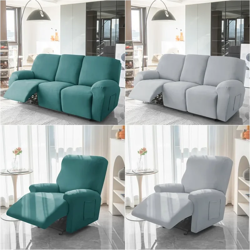 1/2/3/4 Seater Recliner Sofa Covers Elastic Relax  Armchair Cover Stretch Reclining Chair Slipcovers Furniture Protector