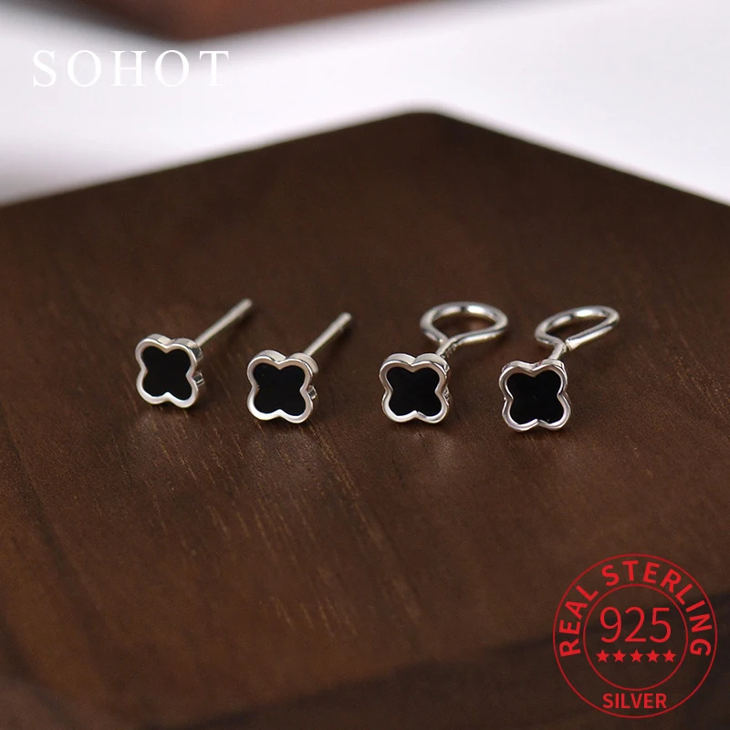

Real 925 Sterling Silver Minimalist Geometric Tiny Stud Earrings for Trendy Women Classic Fine Jewelry Exquisite Accessories