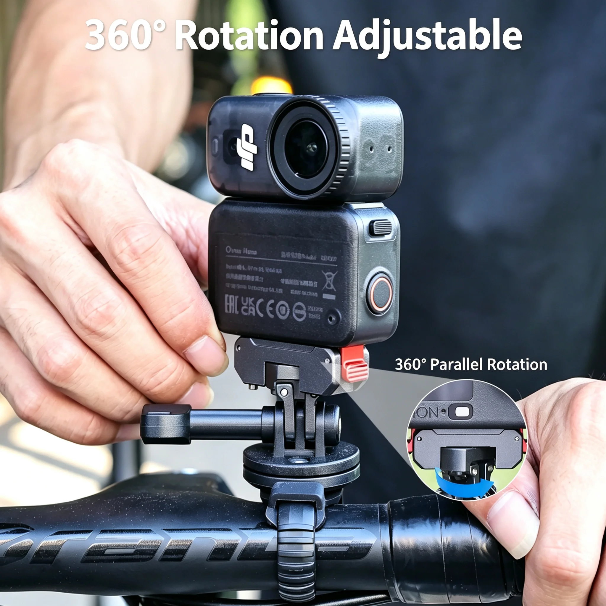 Nylon Strap Handlebar Camera Holder with Aluminum Magnetic Base 360 Rotation for Bike Motorcycle DJI Action 3 4 5 Pro 6 Fix Part