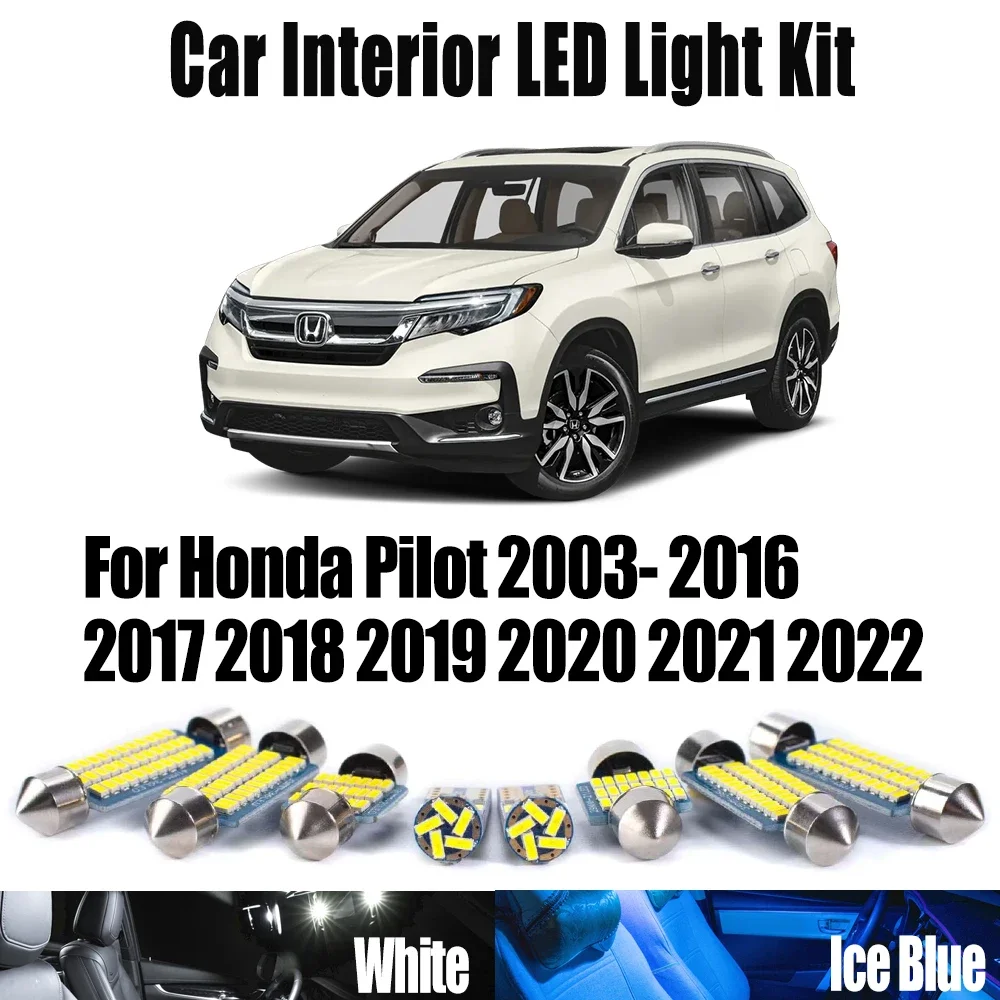 

Canbus светодиодный внутренний светильник для чтения карт, купольный светильник для косметического зеркала, комплект ламп для багажника для Honda Pilot 2003-2020 2021 2022, автомобильные аксессуары