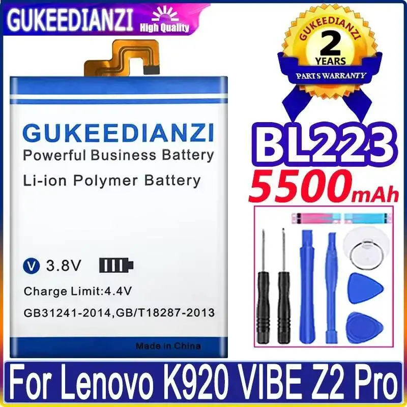 

5500Mah Mobile Phone Battery High Capacity Stable BL223 For Lenovo Vibe Z2 Pro K920