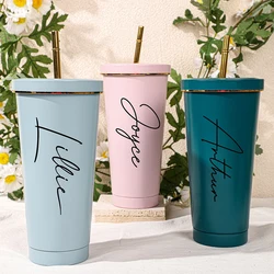 Personalised 25oz Tumbler with Straw Cup Lid and Straw Stainless Steel Insulated Travel Gift for Girls Bachelorette Party Favour