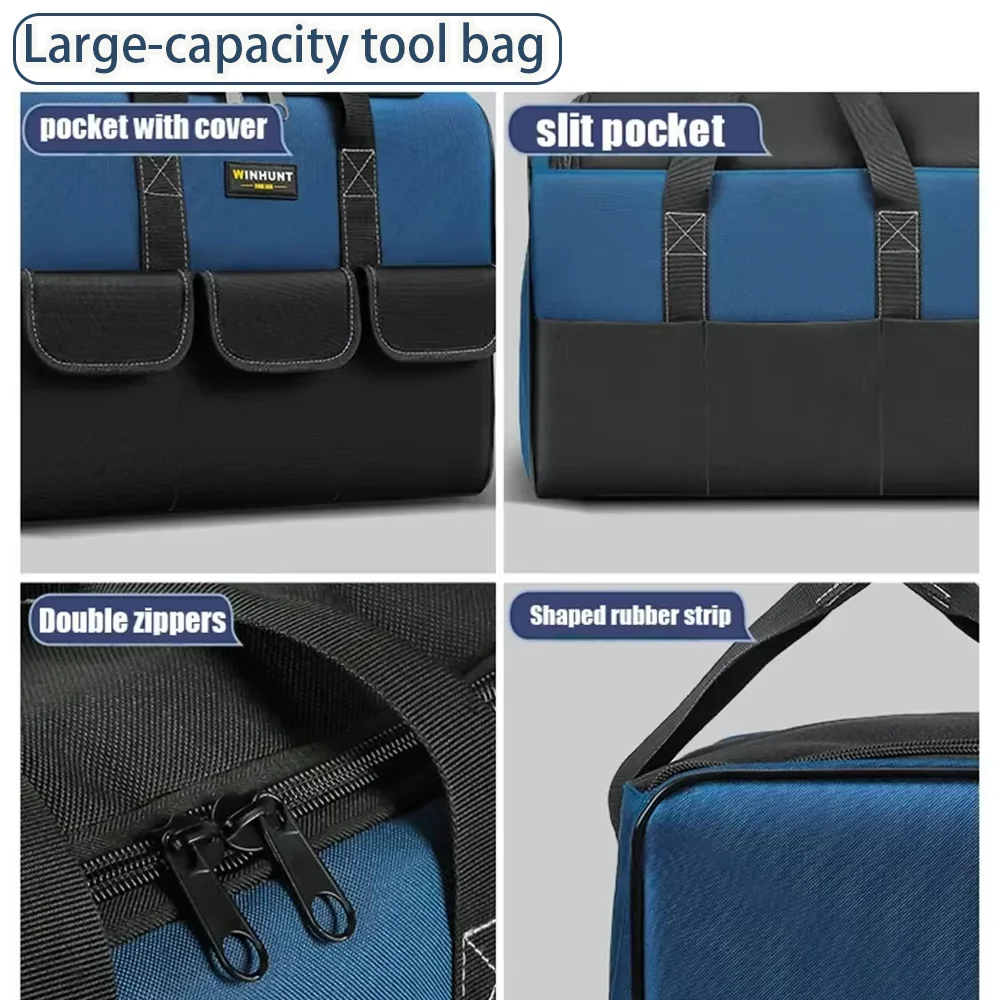 حقيبة أدوات جديدة بسعة أكبر، حقيبة أدوات تنظيم الأدوات متعددة الجيوب مقاومة للماء لأدوات الكهربائي #6