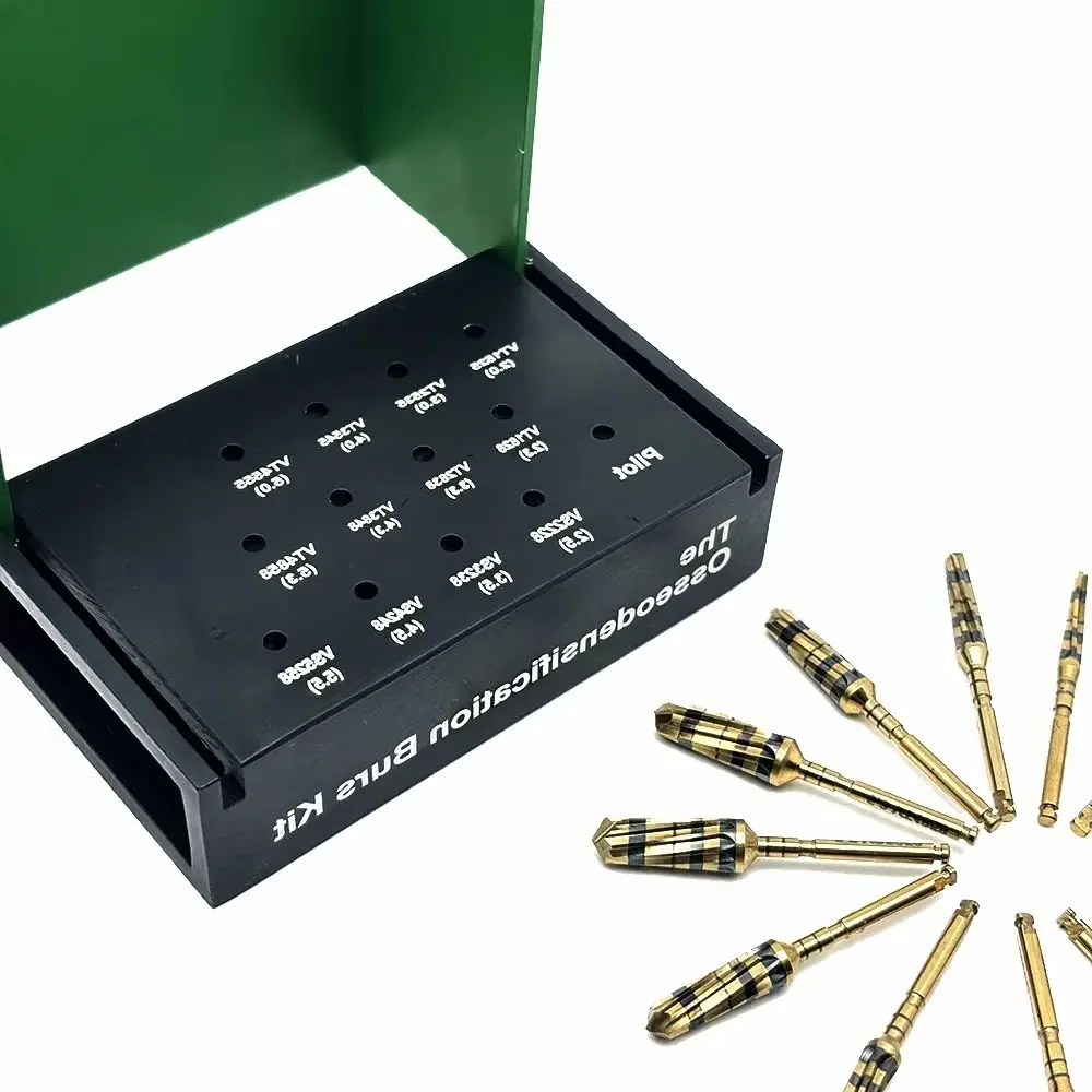 Dental Implant System Kit with Drivers, Osseodensification Burs Drills and Maxillary Sinus Lift Instruments for Oral Surgery