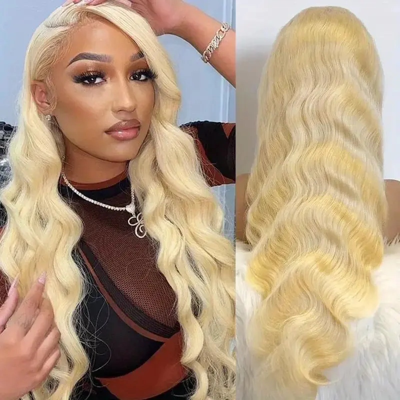 Rosabeauty Honey Blond 13x6 HD Lace Frontal Wigs Human Hair Color 13x4 Body Wave Transparent Lace Front Wig Glueless Prebleached