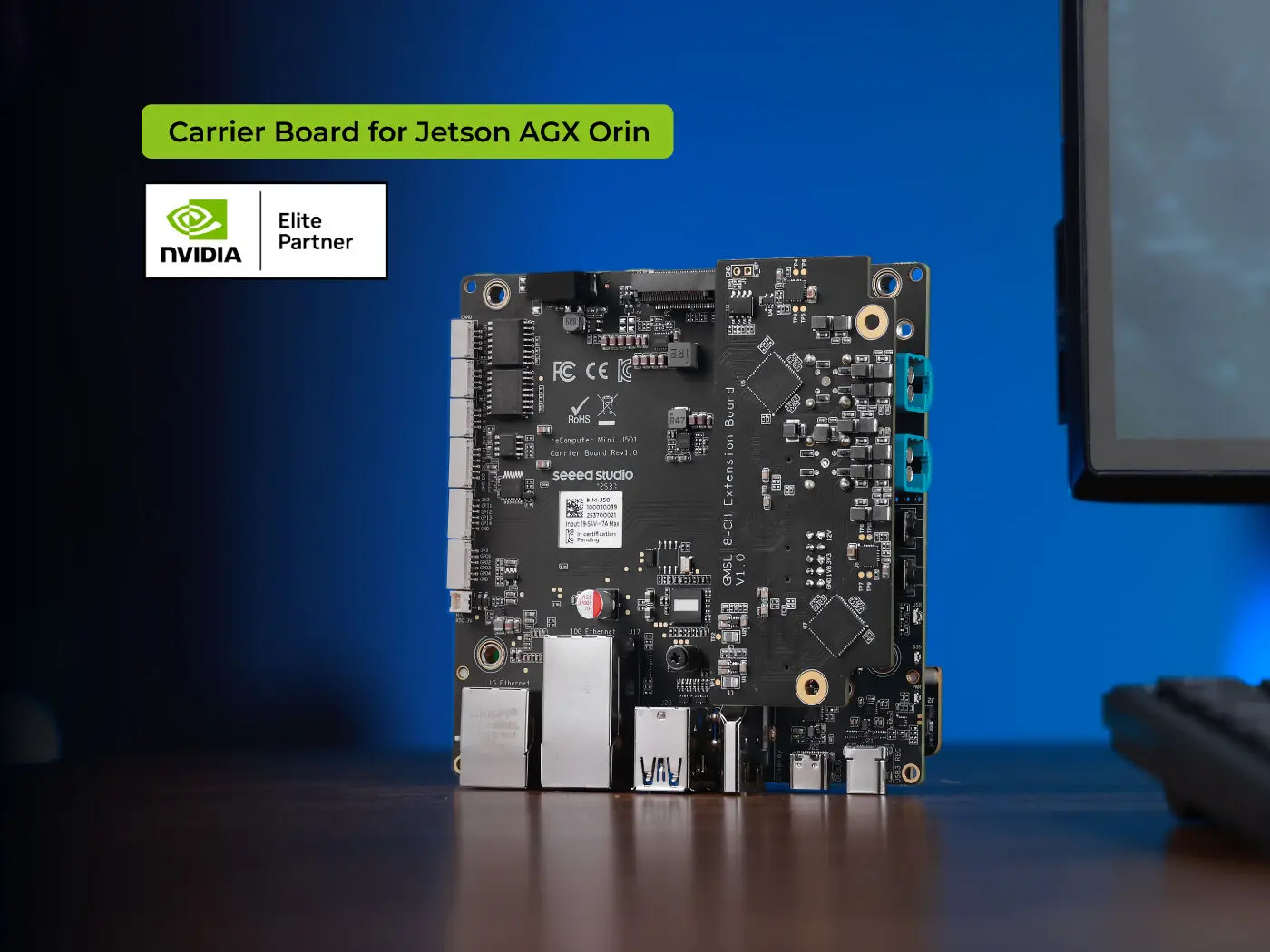 Carrier Board for NVIDIA Jetson AGX Orin Modules with GMSL Extension ReComputer Mini J501, CAN, USB, Ethernet, RS-485, I2S