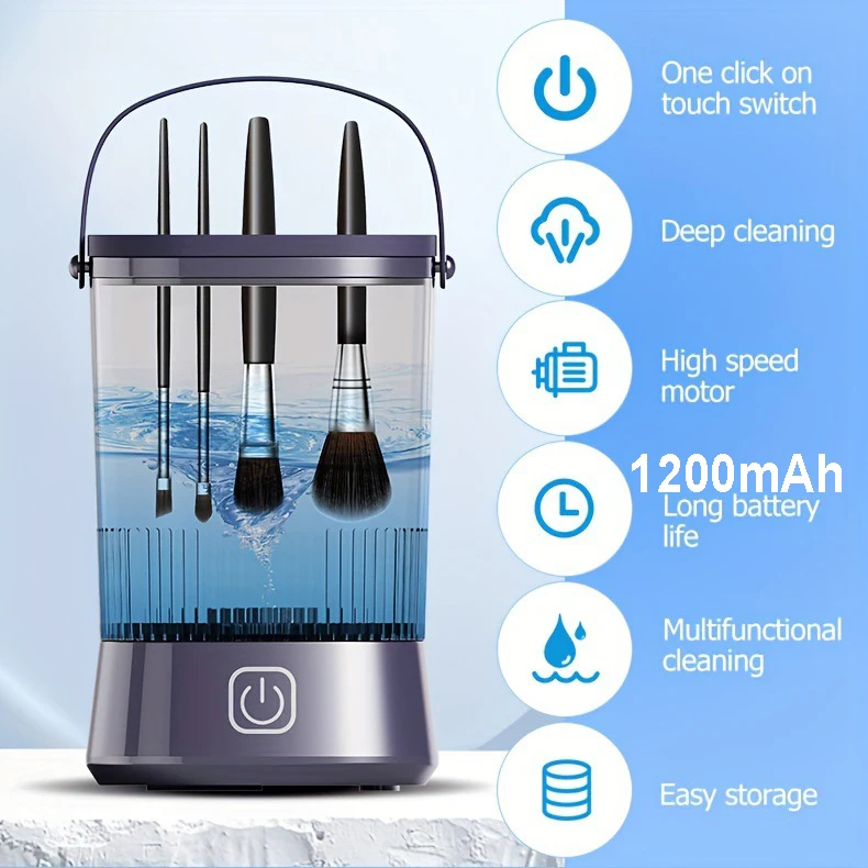 Portable Electric Makeup Brush Washing Machine Touch Timing Panel Fast Clean Air Dry Fit Brushes Beauty Tool Cleaner