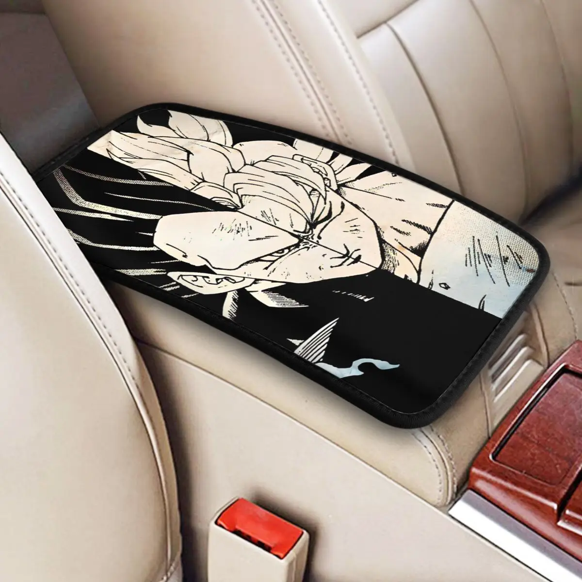 Two Rivals Goku Vegeta Dragon Ball Z Car Armrest Cover Mat Universal Leather Center Console Protective Cushion Pad Auto Interior