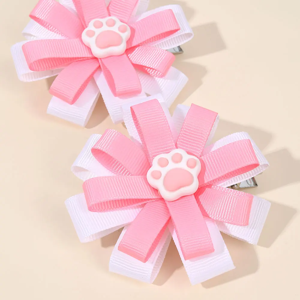 2PCS Ribbon Flower Bows Hair Clips Little Girl Floral Children Hairpin Handmade Princess Barrettes Headwear Hair Accessories image 4