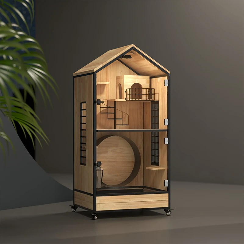

Villa luxury honey bag cage rabbit dragon cat bean air conditioner cage cabinet solid wood