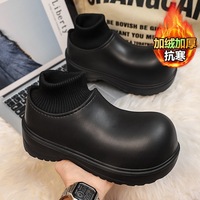 Men's Sports Style Outdoor Warm Plus Velvet Cotton Shoes Waterproof Thick Sole Fashion Casual Short Tube Large Size Snow Boots