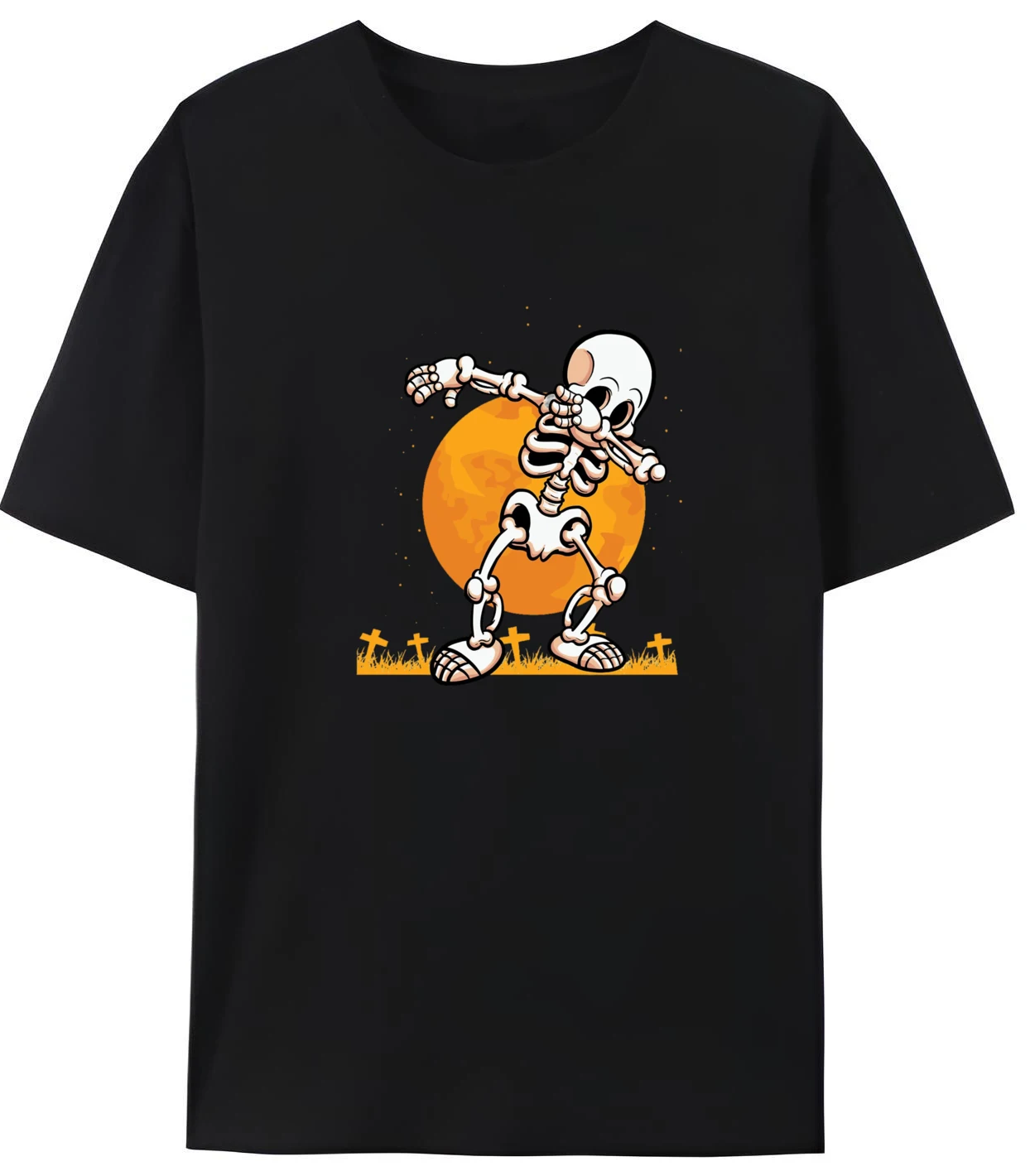 

Dabbing Skeleton Costume Halloween Luxury Designer T Shirts Men High Quality Printed Camiseta Casual Style