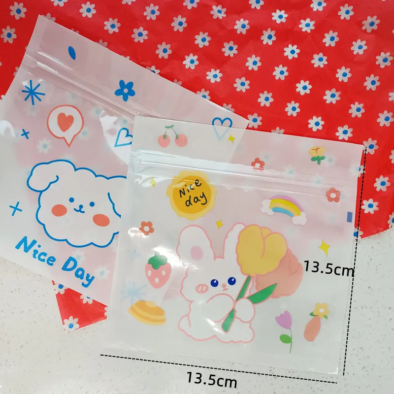Plastic Ziplock Bags Cartoon Nuts Candy Cookie Chocolate Gift Packaging Party Favor Zipper Wrapping Supplie Soap Bag 13.5x13.5cm