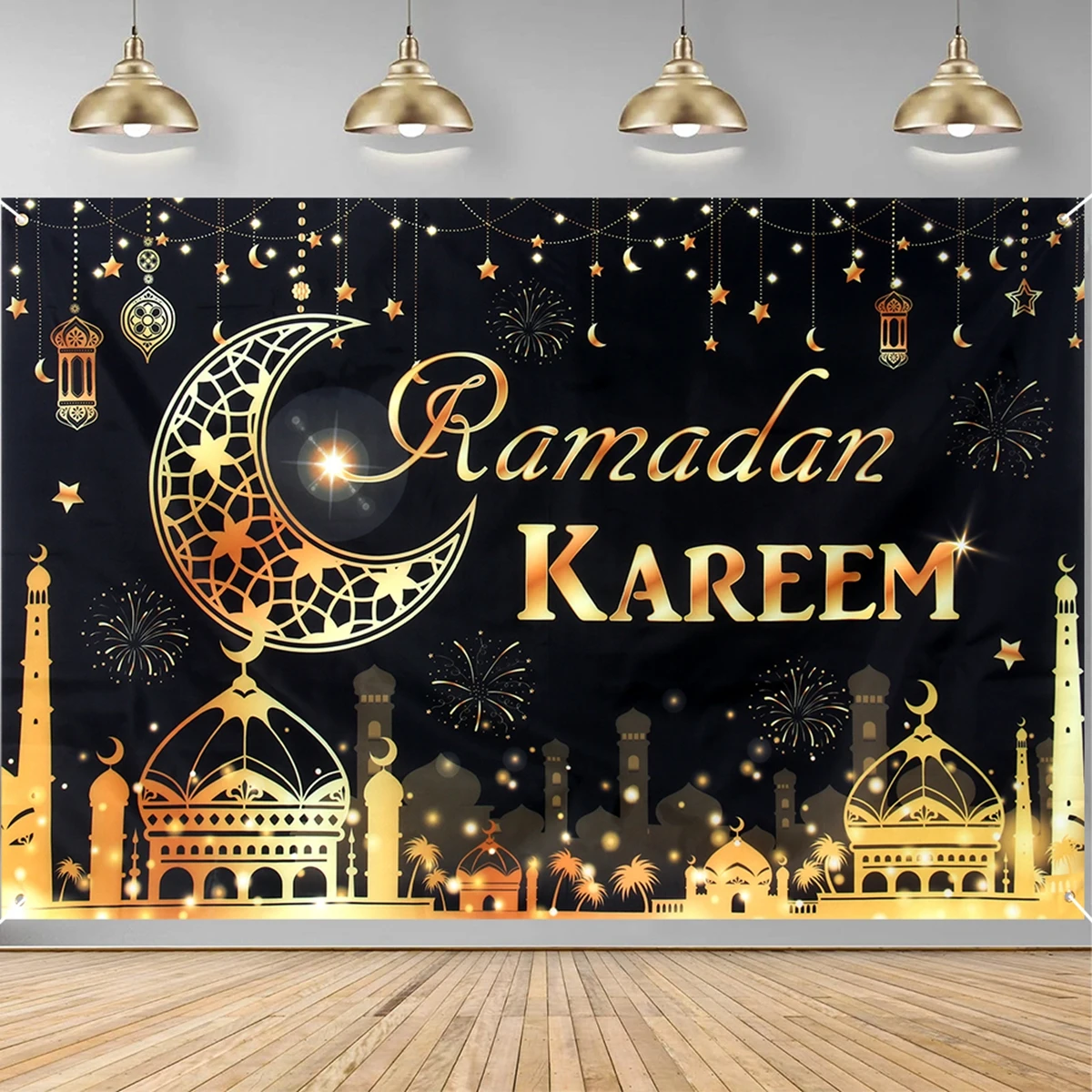 Eid Mubarak Background Backdrop Ramadan Decoration For Home 2024 Islam Muslim Party Supplies Ramadan Kareem Eid Al-fitr Gift