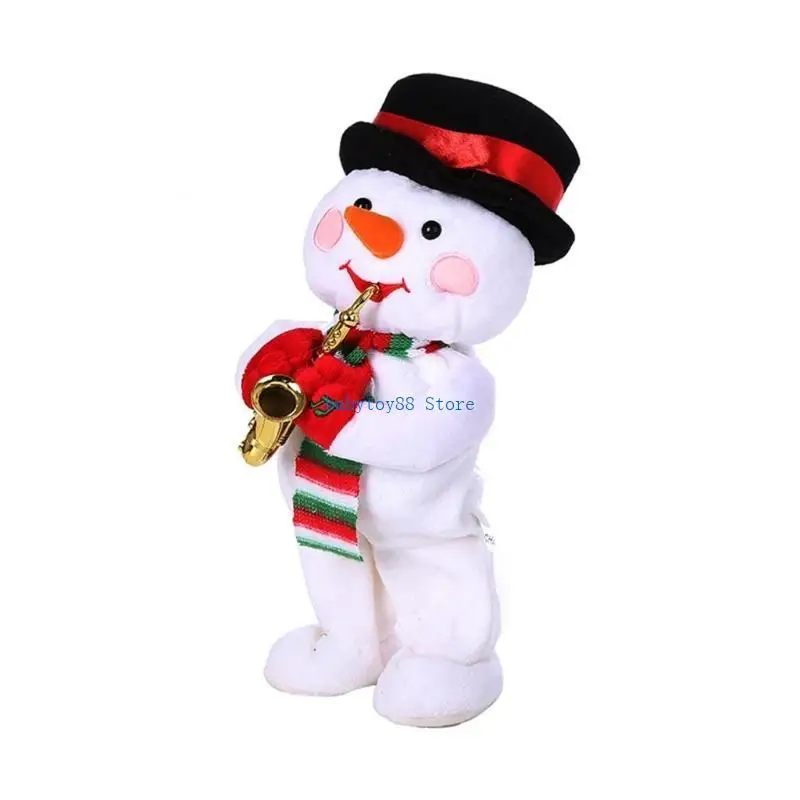 Y4UD Christmas Gift Miniature Santa with Saxophone Handmade Lovely Toy Holiday Twisting Santa Snowman Reindeer