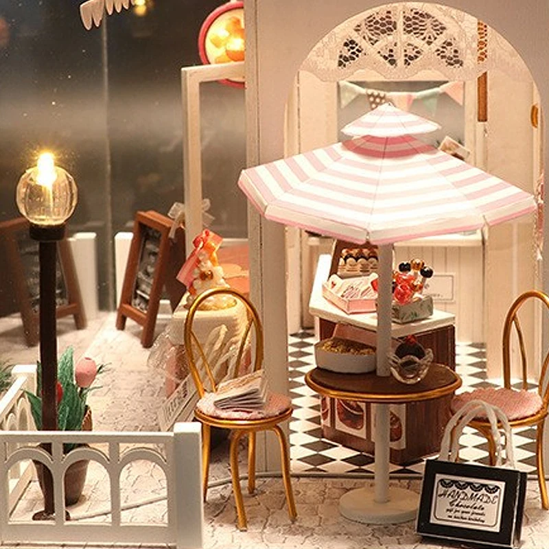 Wooden Mini Doll House DIY Miniature Small House Kit 3D Puzzle Assemble Building Model Toys Home With Furniture Lighting Gifts