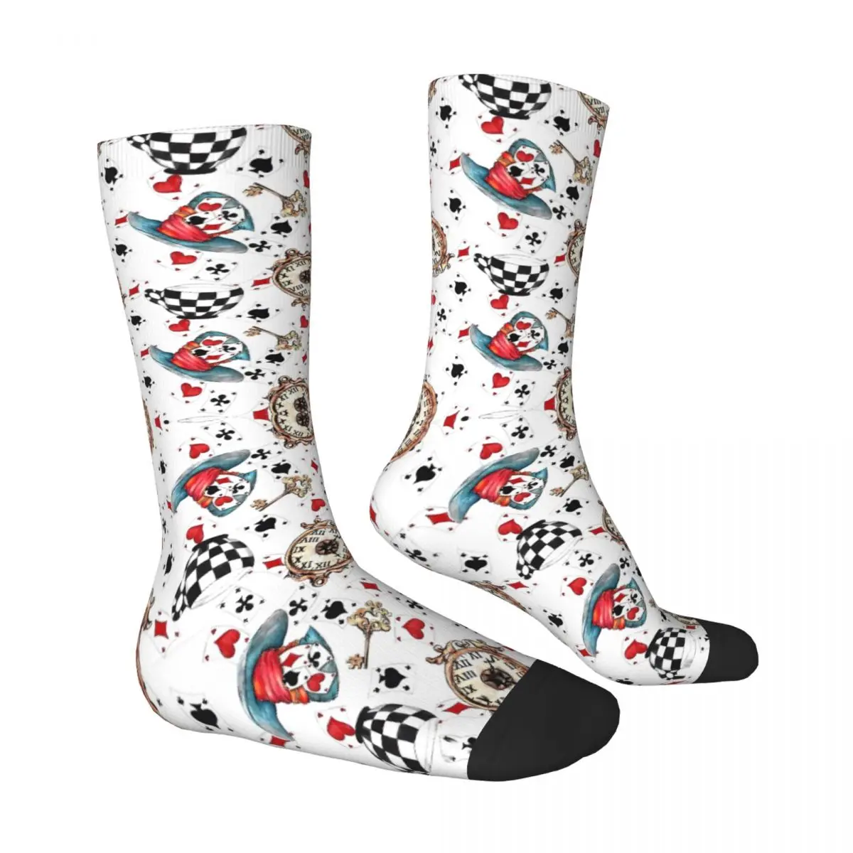 Chaussettes d'Alice Les Aventures au Pays des Merveilles pour Homme et Femme, Bas de Carillon, Antidérapant, Motif Moyen et Doux, Escalade, Automne