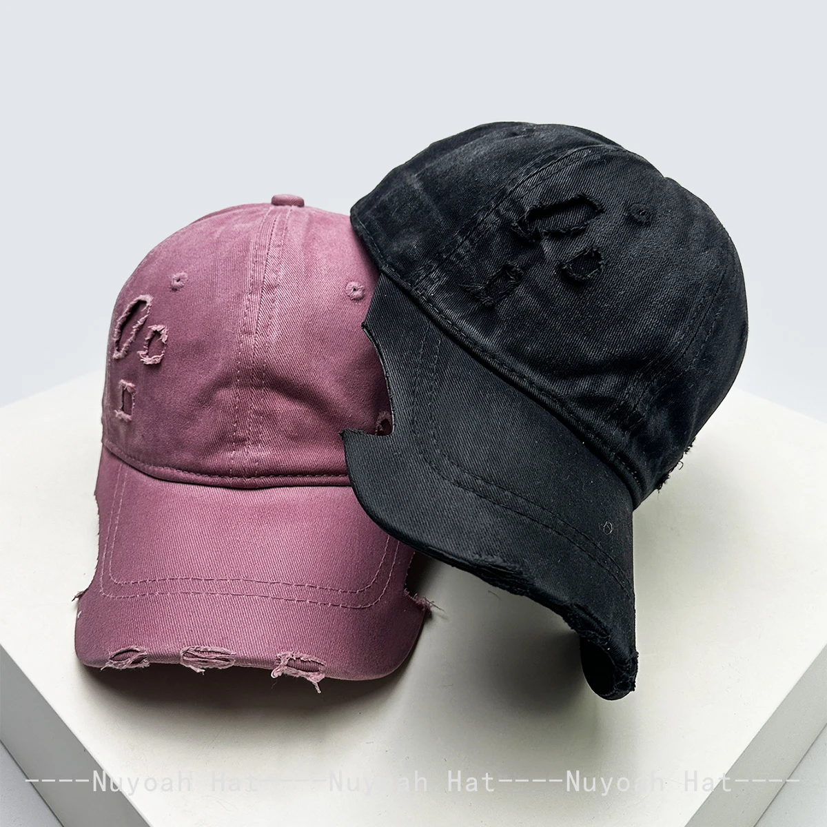 New Men Women Broken Style Brush Wax Baseball Hats Sunshade Irregular Brim Versatile Personal Peaked Caps Distress Fashion Retro