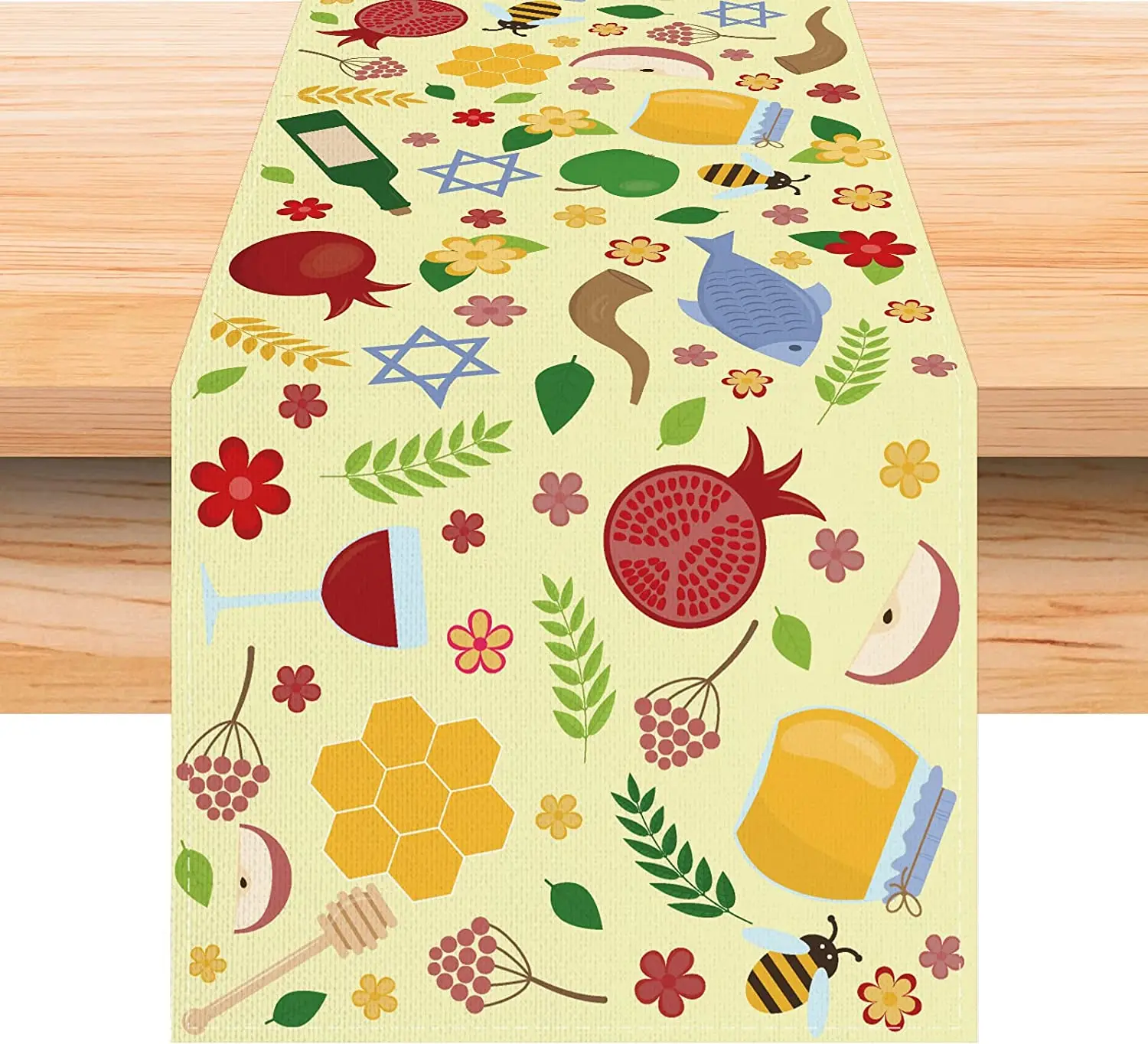 Happy Rosh Hashanah Linen Table Runners Table Decor Jewish New Year Holiday Shana Tova Table Runners Home Party Decorations