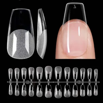아몬드 수제 프레스 네일 풀 커버, 3D 꽃 나비 나비 매듭 하트, 프랑스 가짜 손톱, 웨어러블 매니큐어 네일 팁, 24 개 