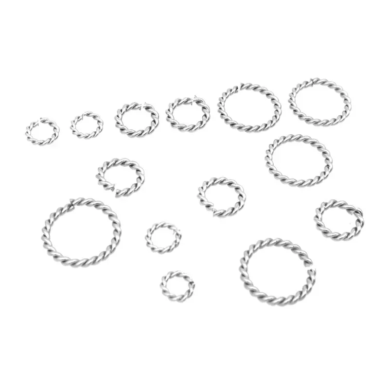 50pcs/lot spiral Stainless Steel Open Jump Rings 6/8/10/12/15mm Silver Tone Split Rings Connectors For Jewelry Findings Making