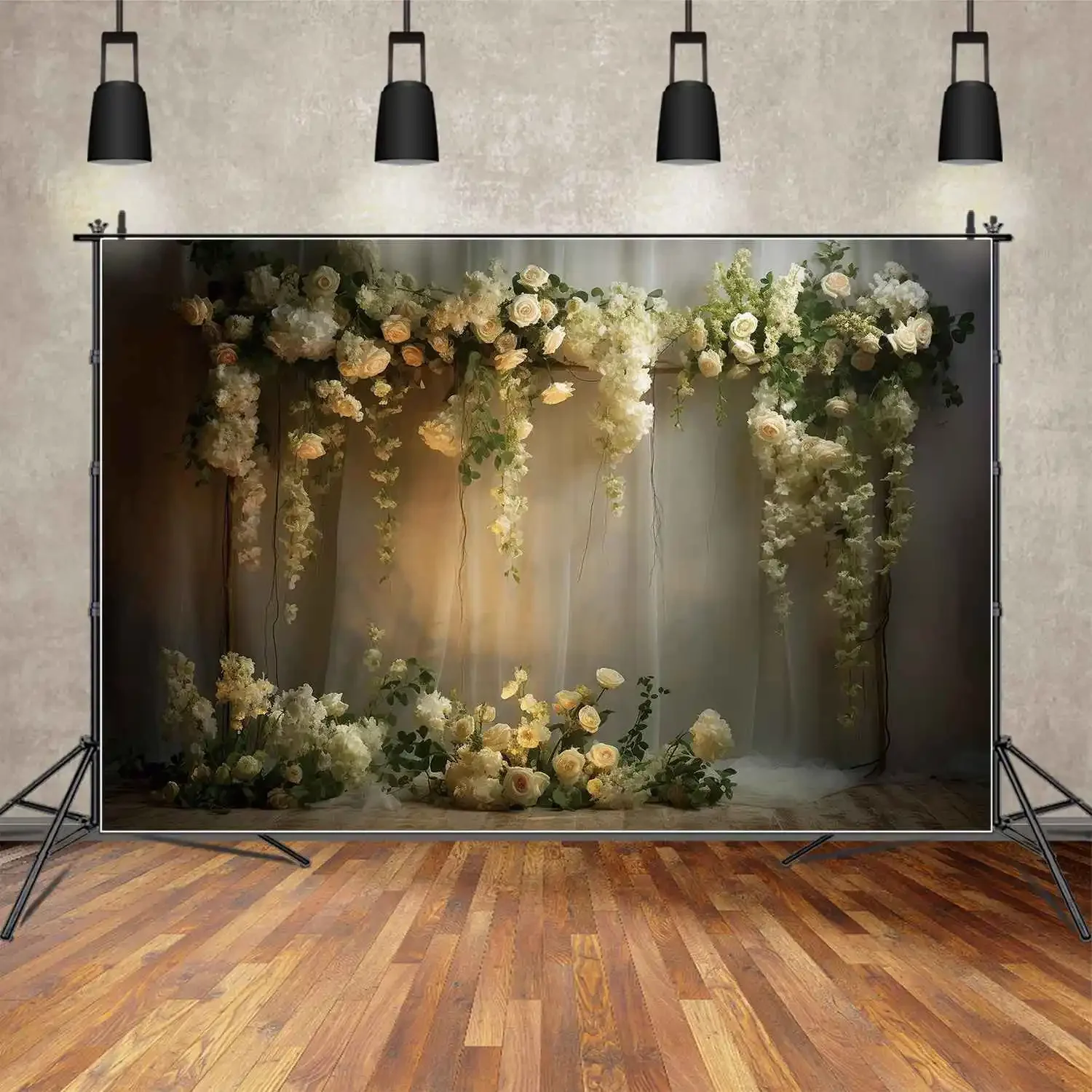 MOON.QG Backdrop Draping Fabric for Wedding Decorations Photozone Background Bridal Shower Flowers Curtain Wall for Photoshoot