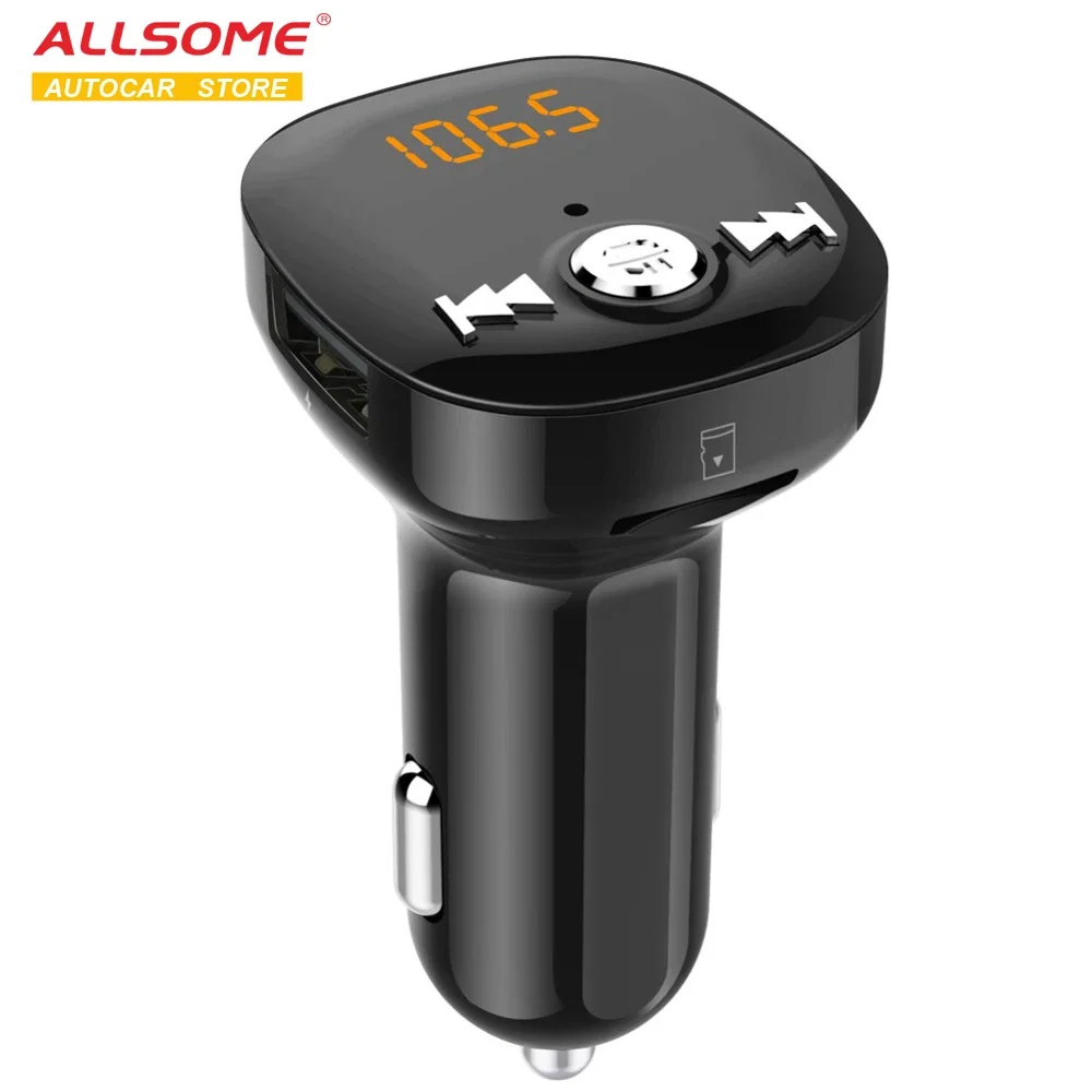 ALLSOME Bluetooth Версия 5,0 автомобильный комплект fm-передатчик MP3-плеер два usb порта автомобильное зарядное устройство fm-модулятор Поддержка U диск/TF карта