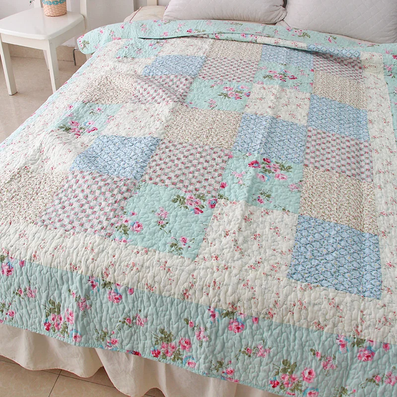 

Floral Cotton Quilt Bedspread on The Bed Patchwork Duvet Quilted Blanket Home Padded Coverlet Plaid Cubrecam Bed Cover Colcha